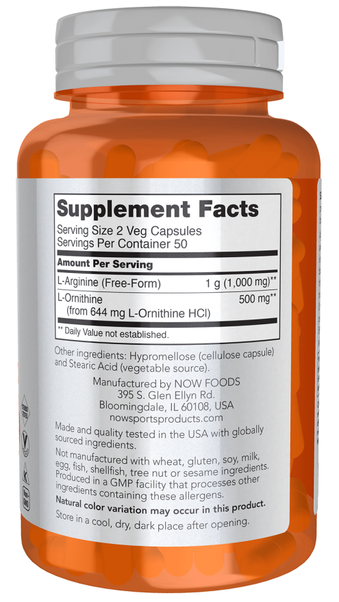 Arginine & Ornithine 500 mg / 250 mg Veg Capsules - Image 2