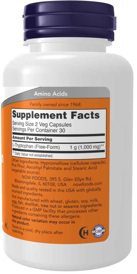 L-Tryptophan 500 mg Veg Capsules - Image 2