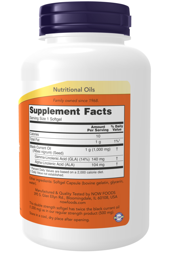 Black Currant Oil, Double Strength 1000 mg Softgels - Image 2