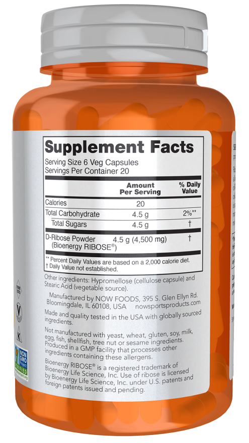 D-Ribose 750 mg Veg Capsules - Image 2