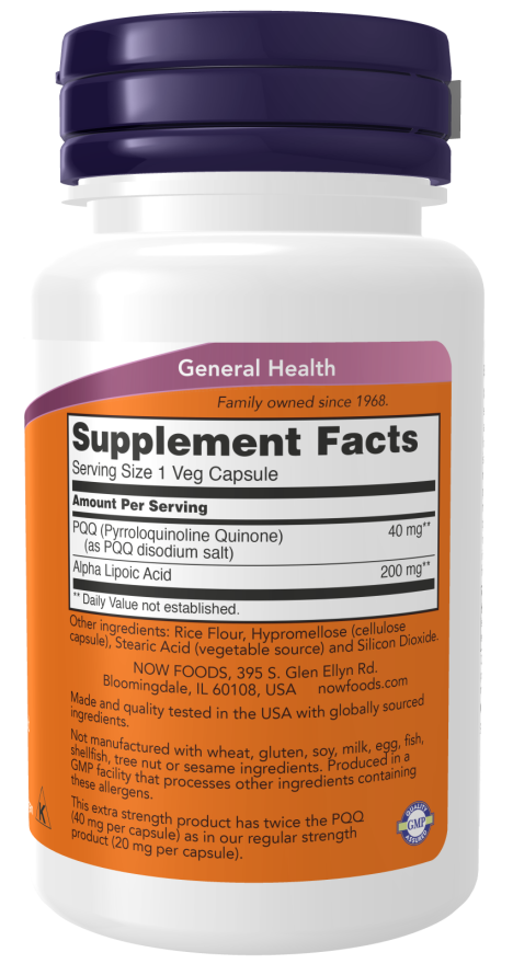 PQQ, Extra Strength 40 mg Veg Capsules - Image 2