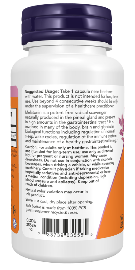 Melatonin, Maximum Strength 20 mg Veg Capsules - Image 3