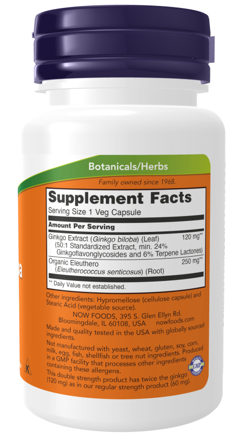 Ginkgo Biloba, Double Strength 120 mg Veg Capsules - Image 2