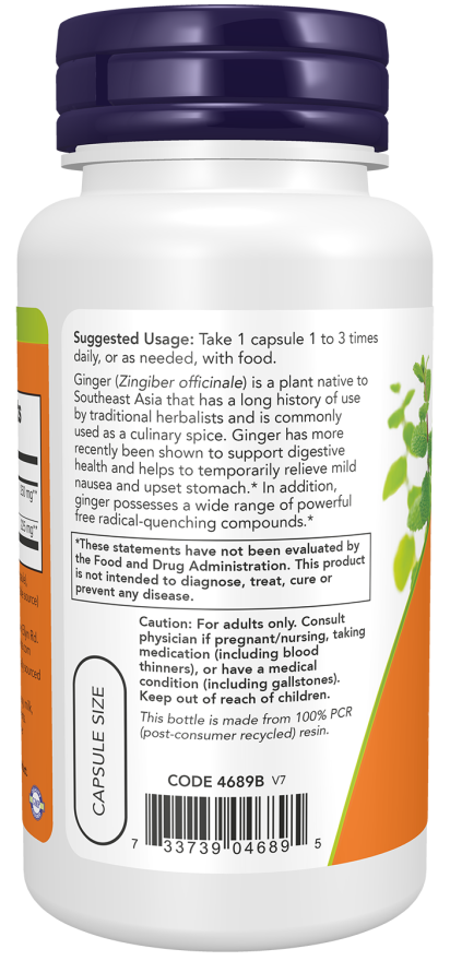 Ginger Root Extract 250 mg Veg Capsules - Image 3