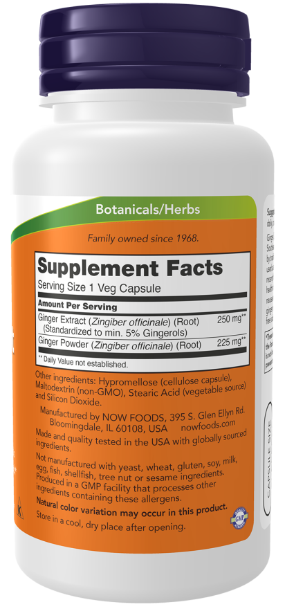 Ginger Root Extract 250 mg Veg Capsules - Image 2